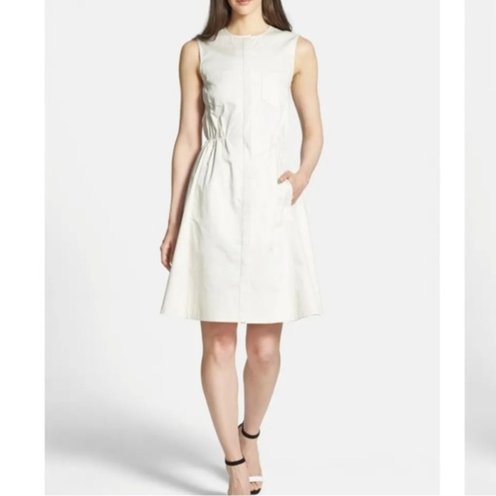 Theory KETAN cotton sleeveless button up midi career dress pockets size 0